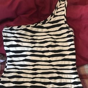 Black and white off one shoulder cotton top
